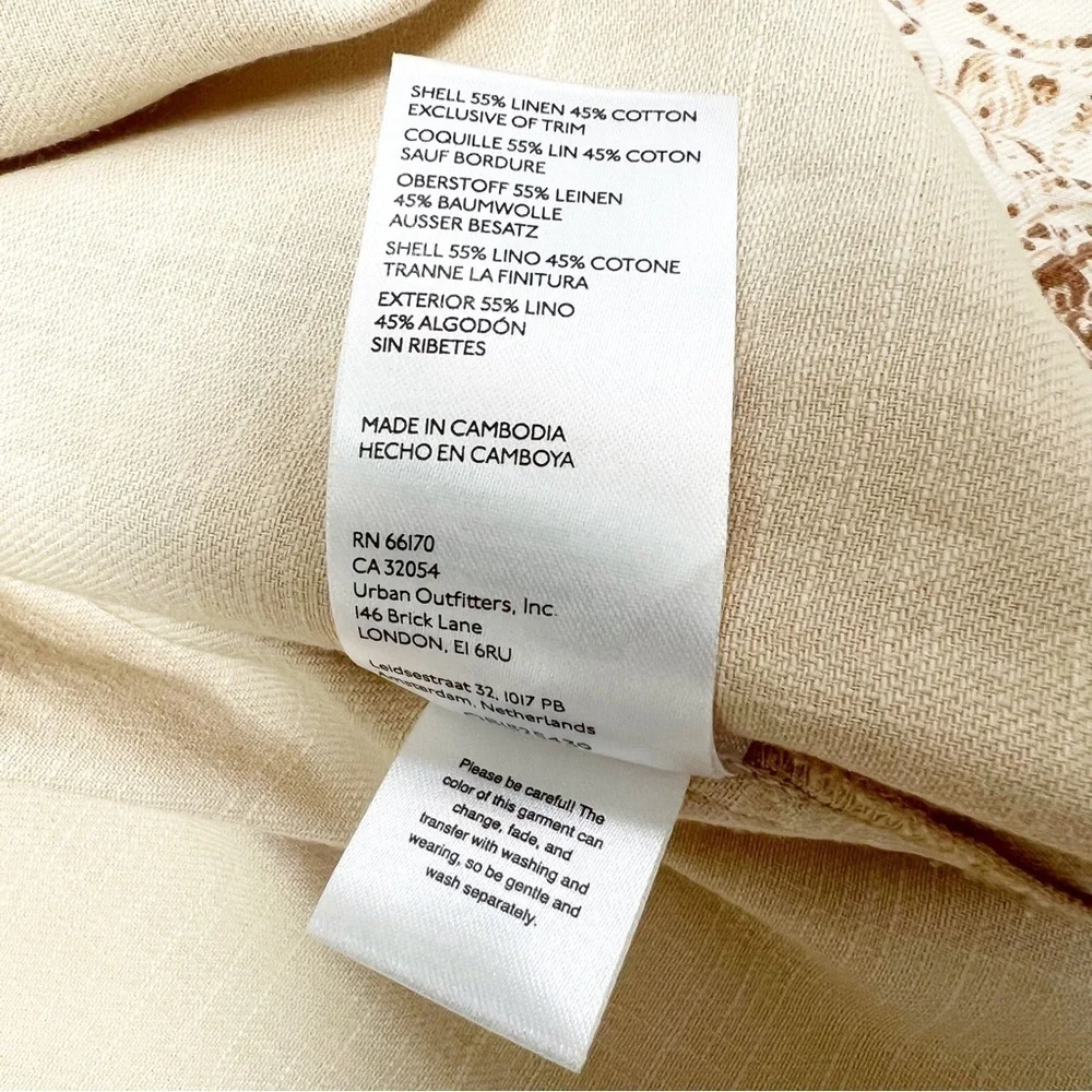 Anthropologie Pilcro Linen Blend Summer Blazer Large Cream Lagenlook Boho